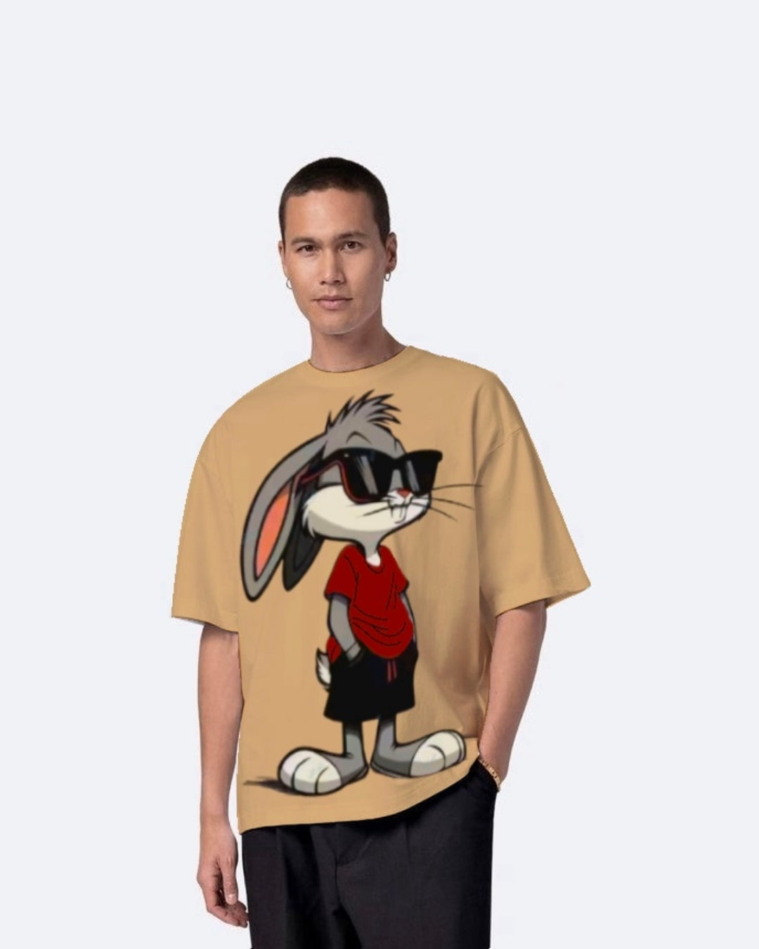 Tom Beige Urban Oversized T-Shirt for Men