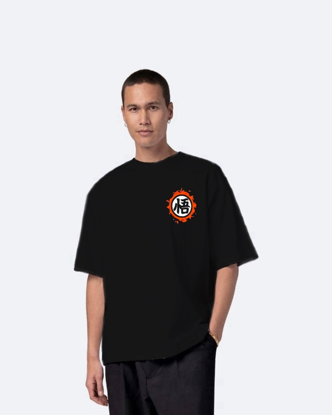 No Signal Design with Men's Black Oversized T-Shirt