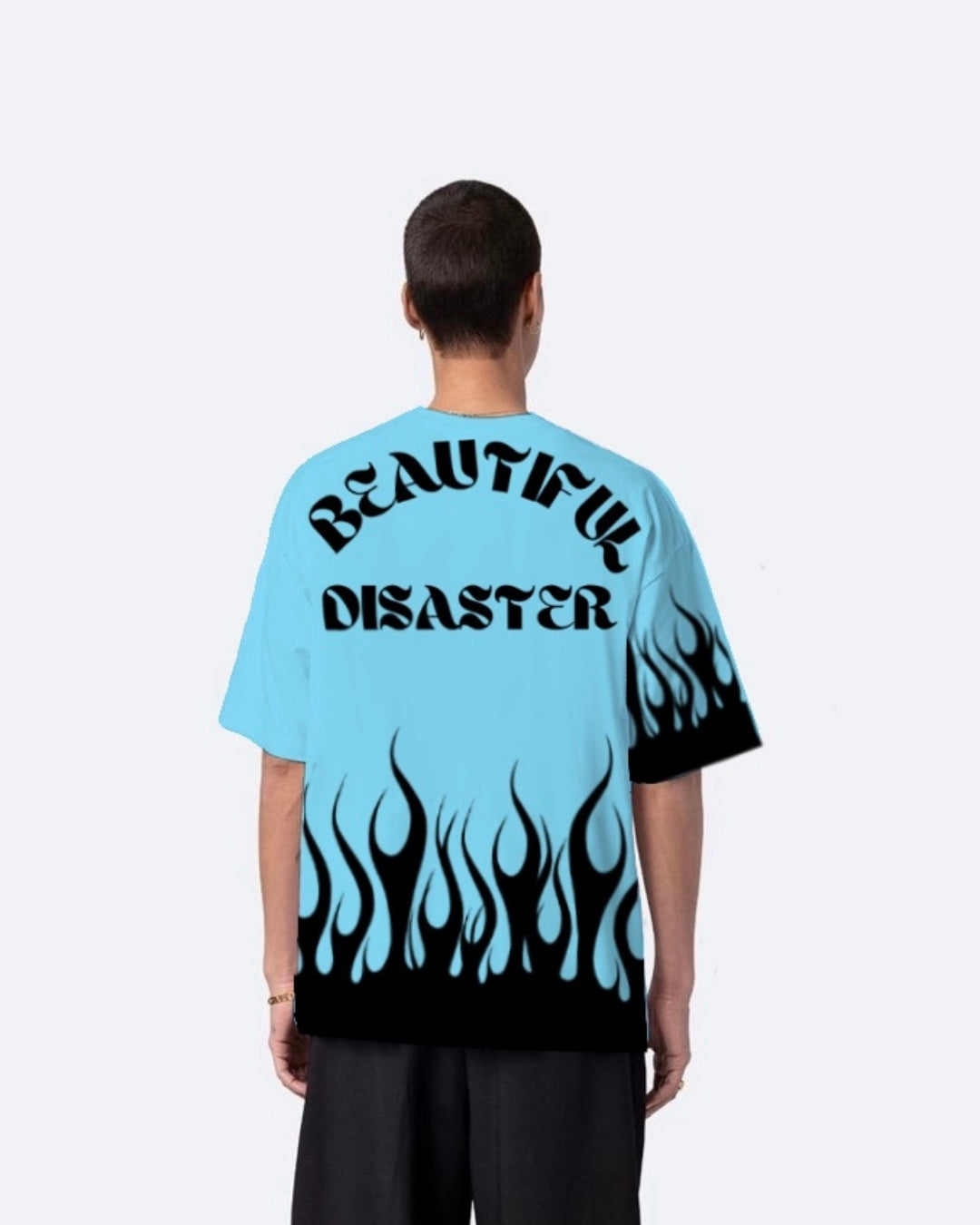 Beautiful Disaster Blue Urban Oversized T-Shirt for Men