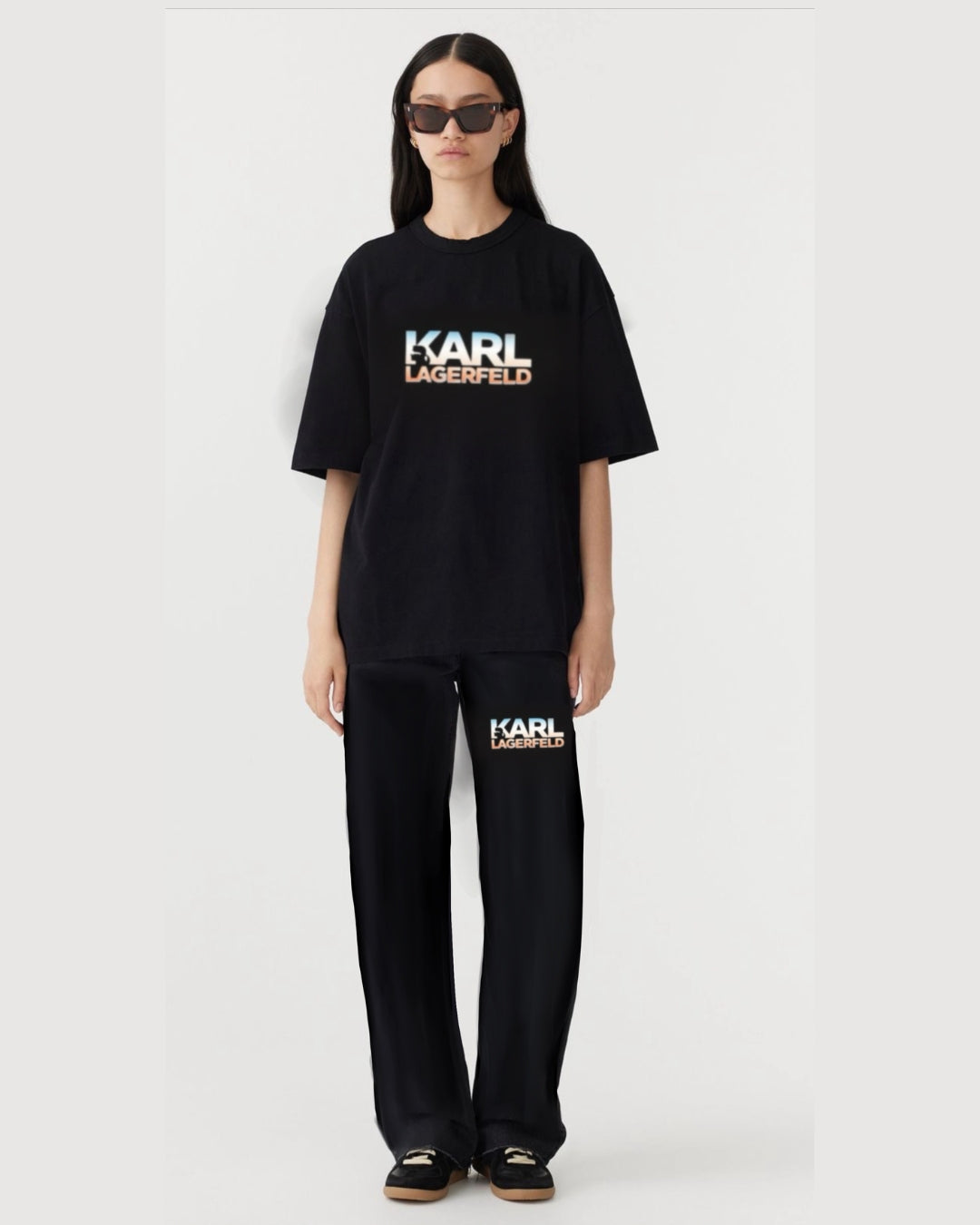 Women Karl LegerFeld Oversized Cord Set - Black and Black