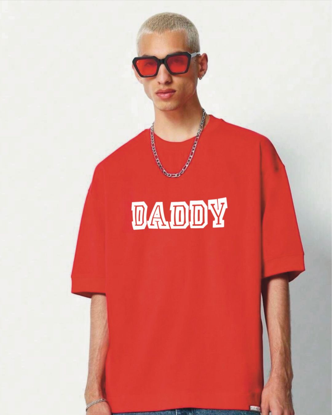 Daddy Mask Unisex Exclusive Oversized Tee -Red