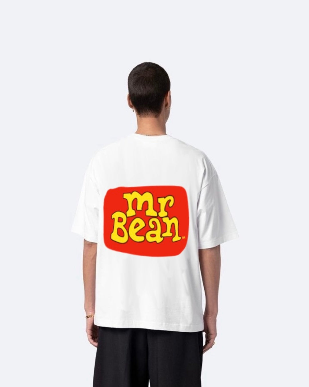 Mr Bean White Urban Oversized T-Shirt for Men
