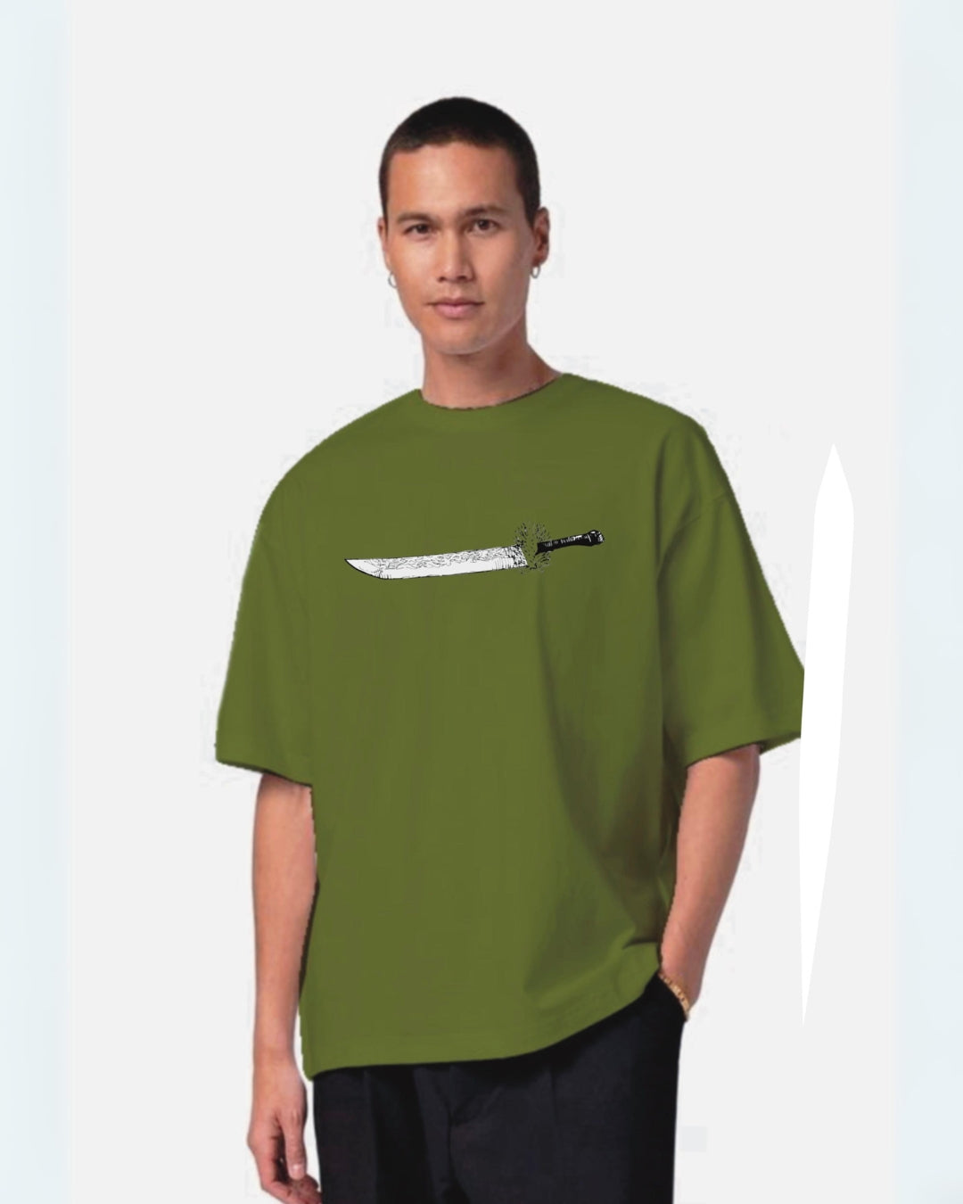 Toji Katana Olive Urban Oversized T-Shirt for Men