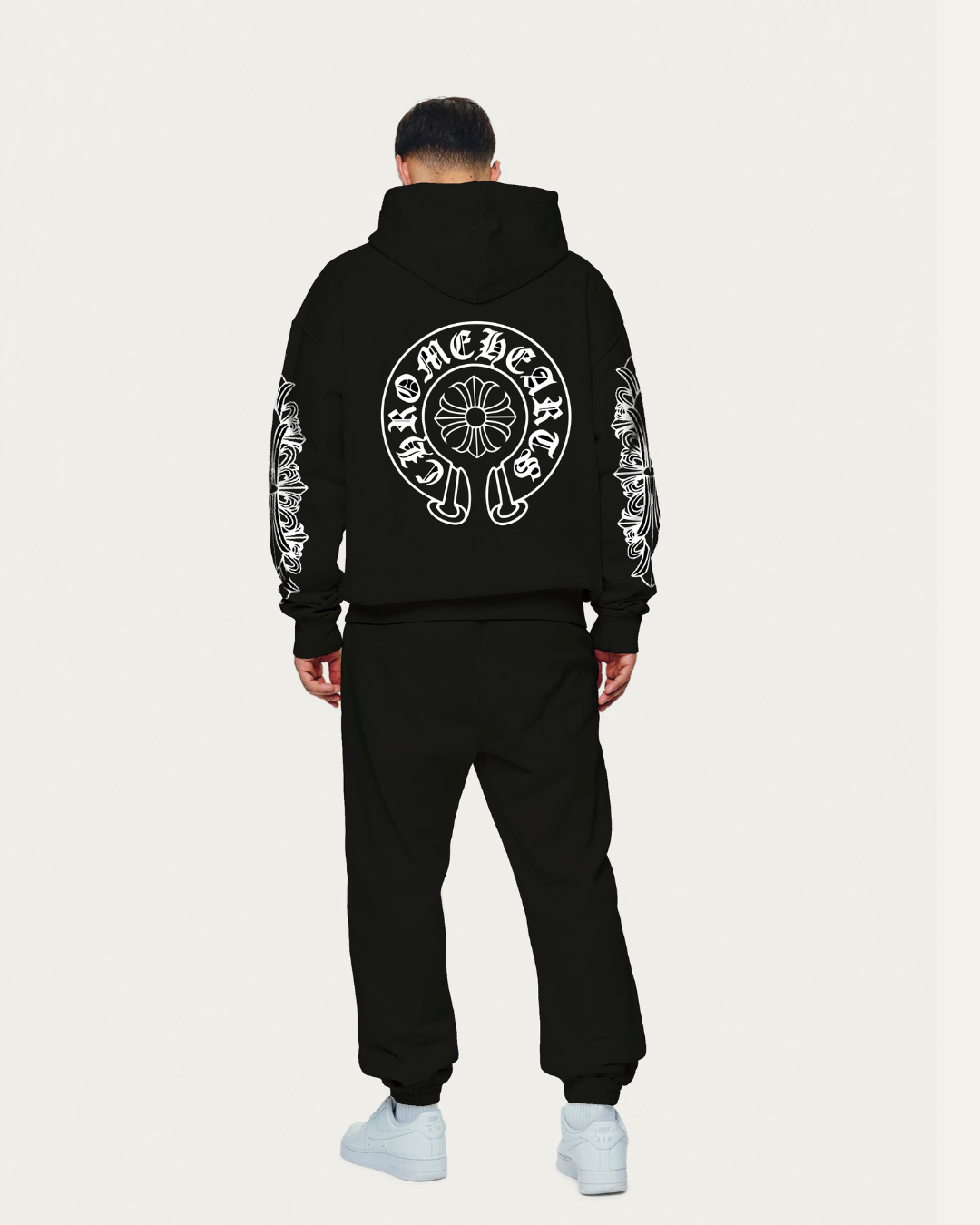 Men's Horseshoe Hoodie Oversized Co-ord Set - Black and Black(*)