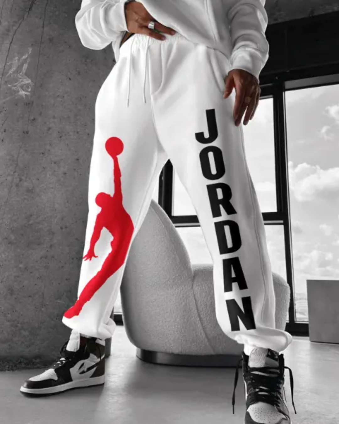 Men's White Cotton Pant - Basketball(*)