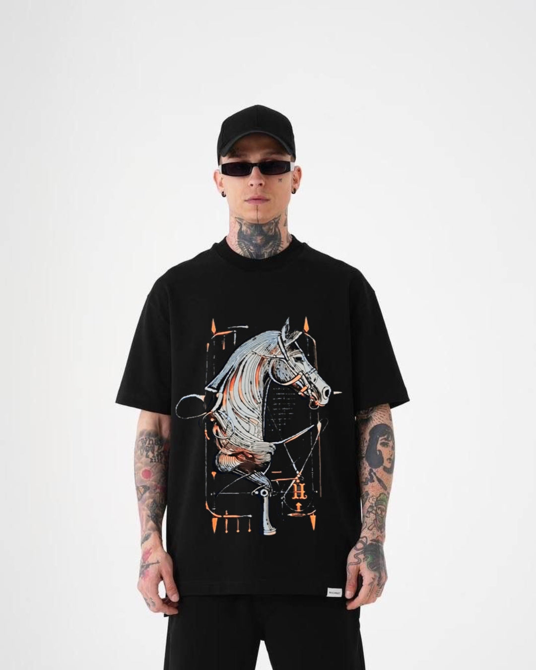 Hermess Horse Unisex Exclusive Oversized Tee - Black(*)
