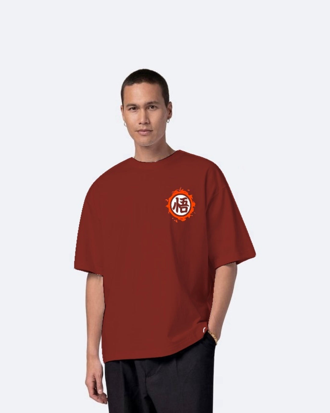 No Signal Design with Men's Red Oversized T-Shirt