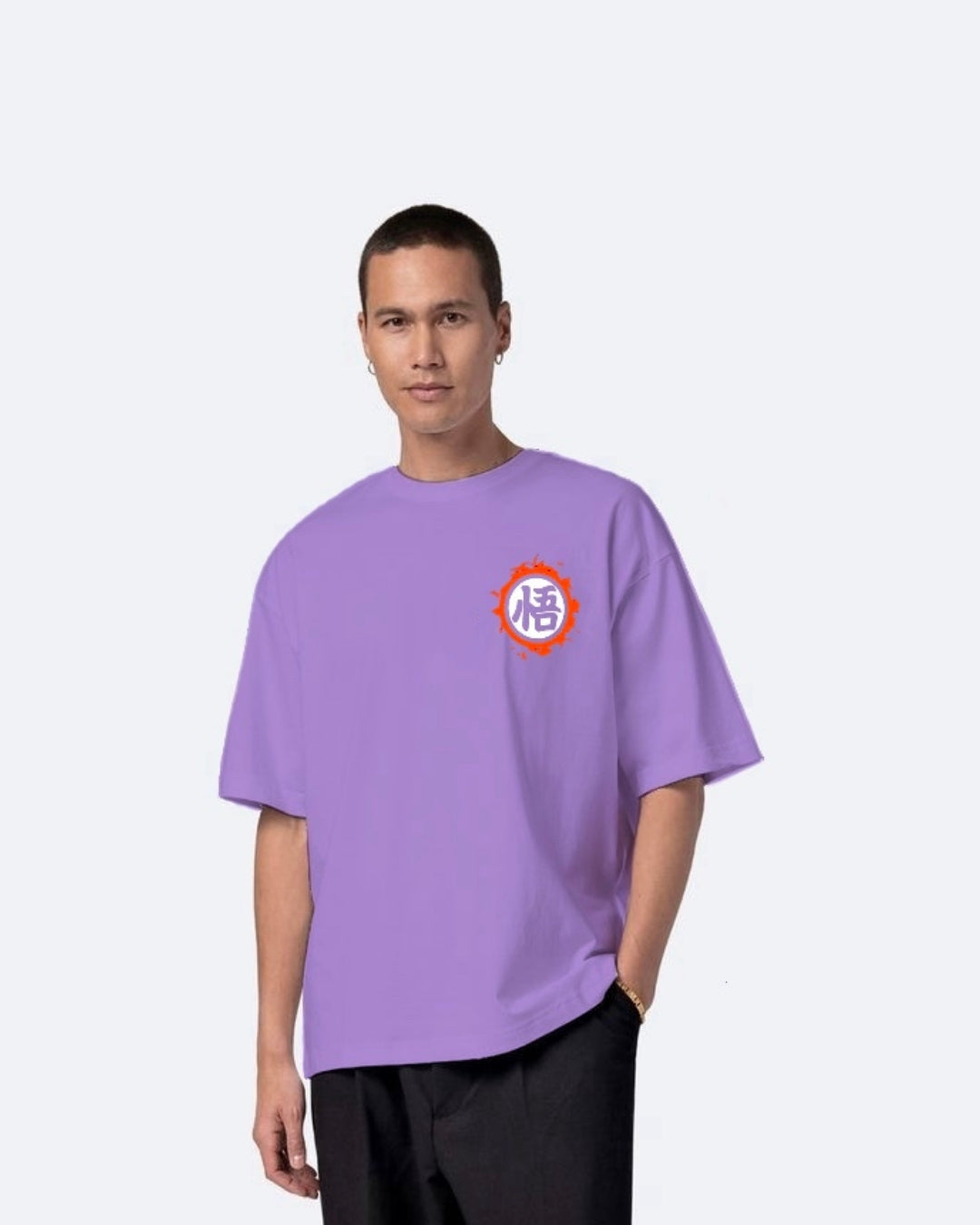 No Signal Design with Men's Purple Oversized T-Shirt
