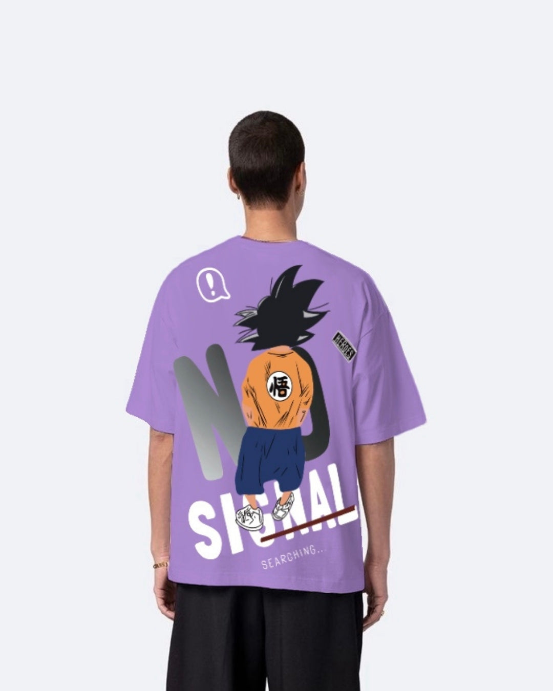 No Signal Design with Men's Purple Oversized T-Shirt