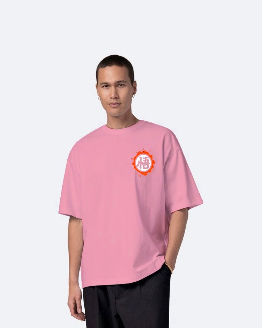 No Signal Design with Men's Pink Oversized T-Shirt