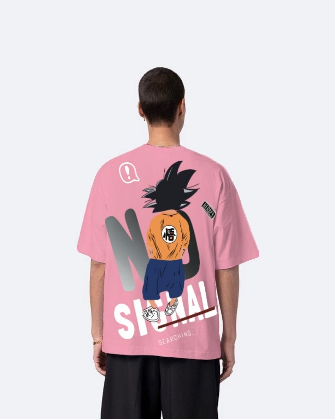No Signal Design with Men's Pink Oversized T-Shirt