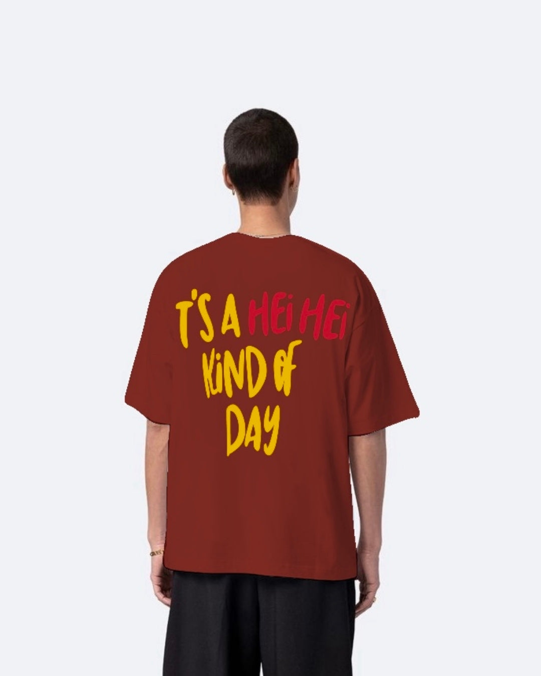 Hen Red Urban Oversized T-Shirt for Men