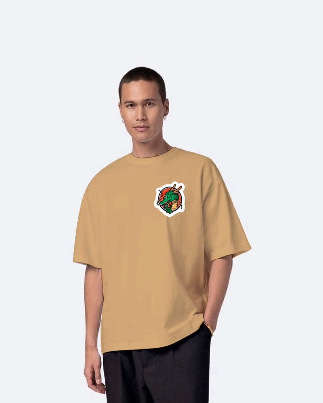 Dragon Goku Beige Urban Oversized T-Shirt for Men