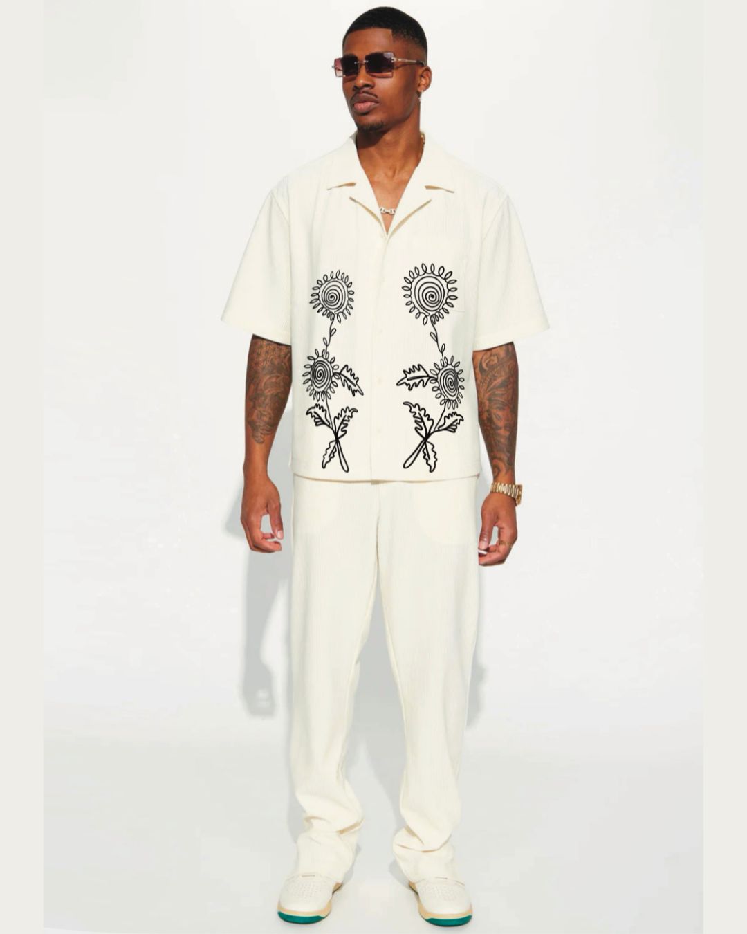 Doddle Floral Half Sleeve White Shirt