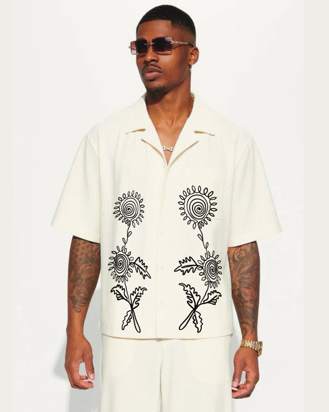 Doddle Floral Half Sleeve White Shirt