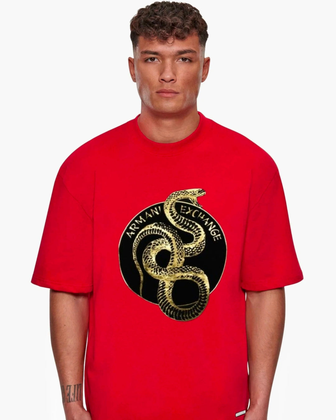 A/X Golden Snake Unisex Exclusive Oversized Tee - Red