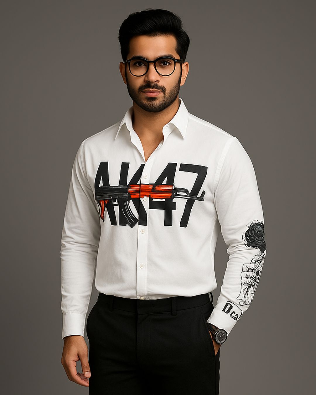 MEN'S AK47 WHITE SHIRT