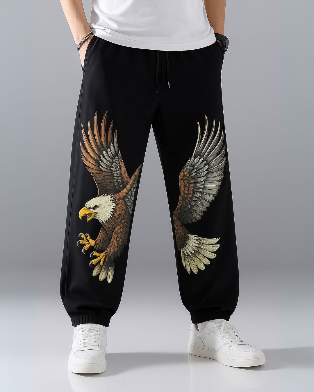 MEN'S ANGRY EAGLE BLACK COTTON PANTS
