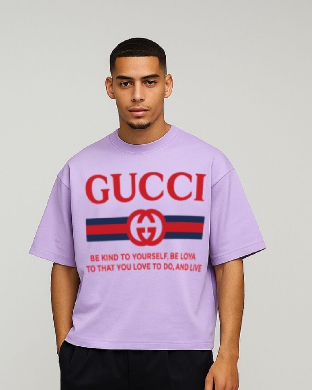 MEN'S GUCCI FLAG OVERSIZED TSHIRT (PURPLE)