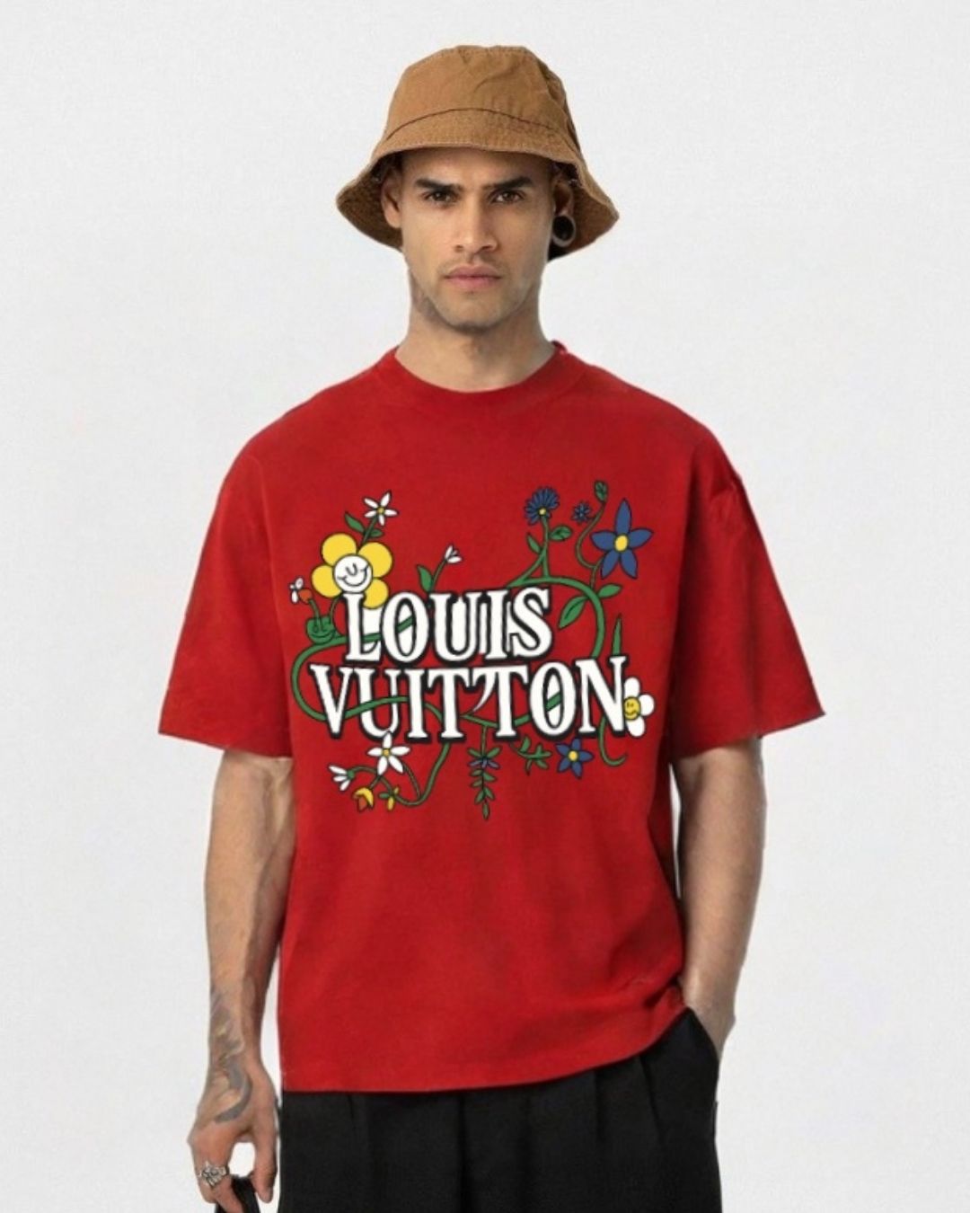 MEN'S LV BLOSSOM OVERSIZED TSHIRT (RED )