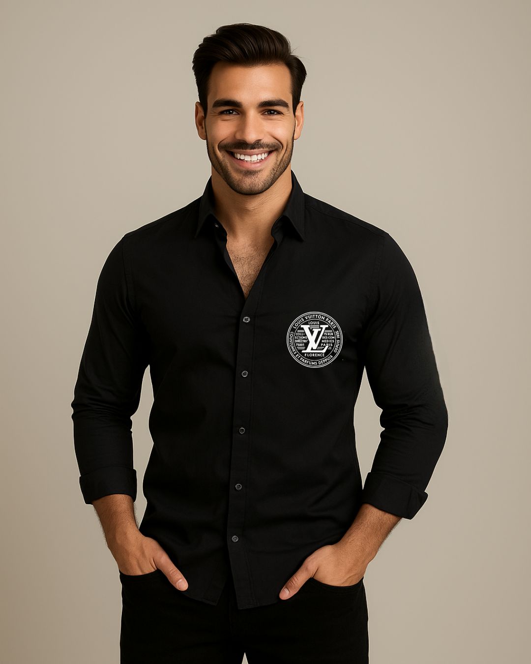 MEN'S PARFUME PARIS FULL SLEEVE BLACK SHIRT