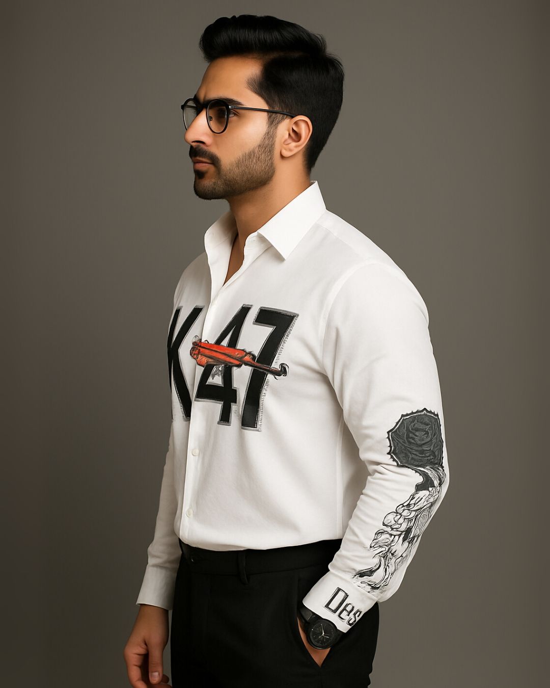 MEN'S AK47 WHITE SHIRT