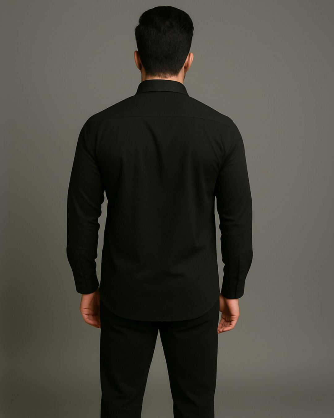 MEN'S BIG H LOGO FULL SLEEVE BLACK SHIRT