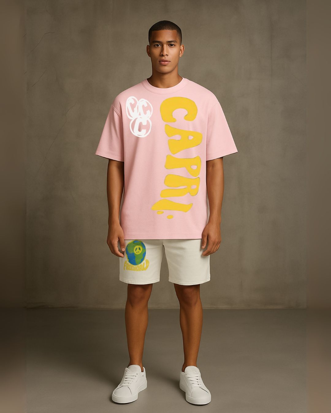 Men crazy Ultrasoft Shorts CordSet (Pink and white)(*)