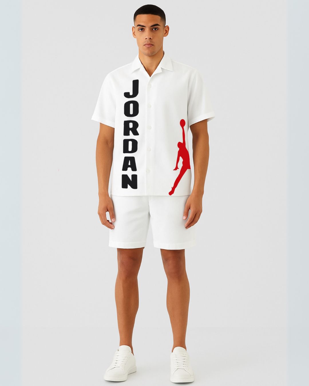Uphand basketball half sleeve shirt with shorts cordset (white and white )(*)