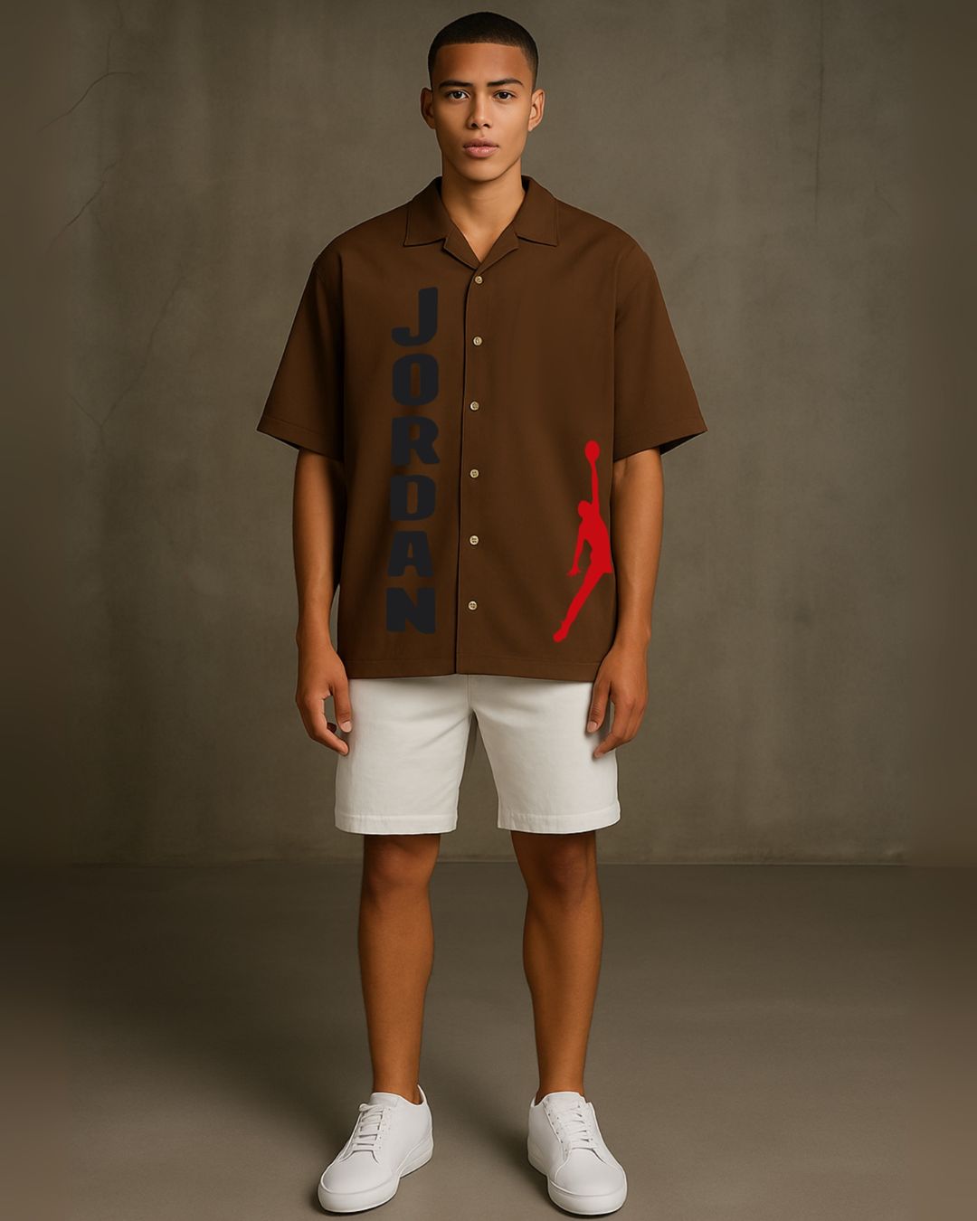 Uphand basketball half sleeve shirt with shorts cordset (brown and white )(*)