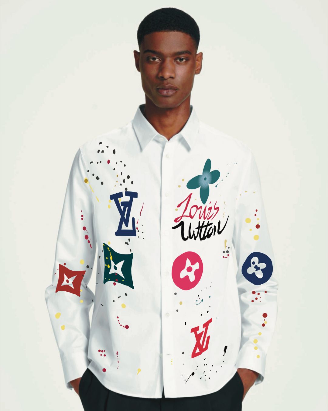 Splash Mode White full Shirt