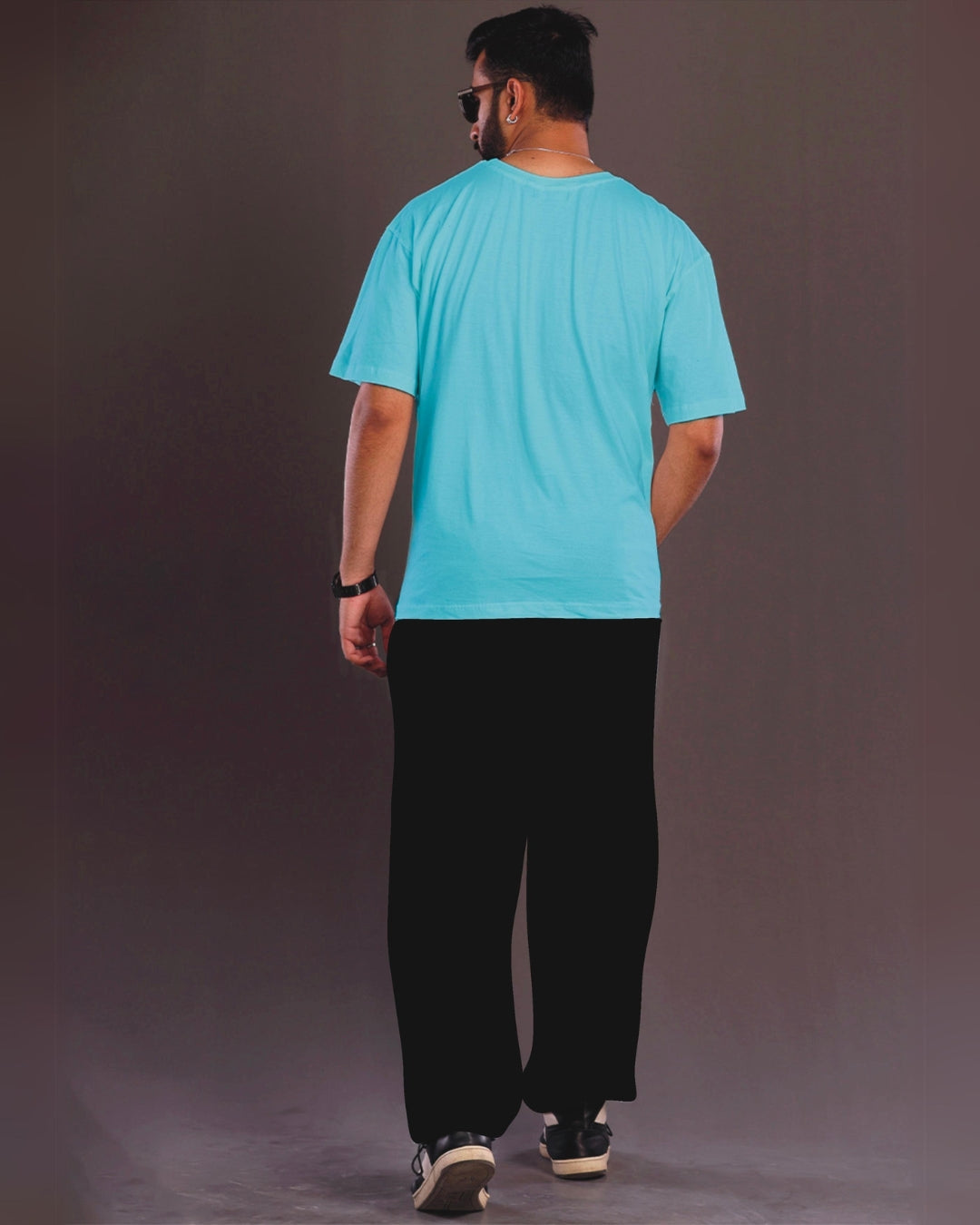 Men's Meow Oversized Co-Ord Set - Blue and Black