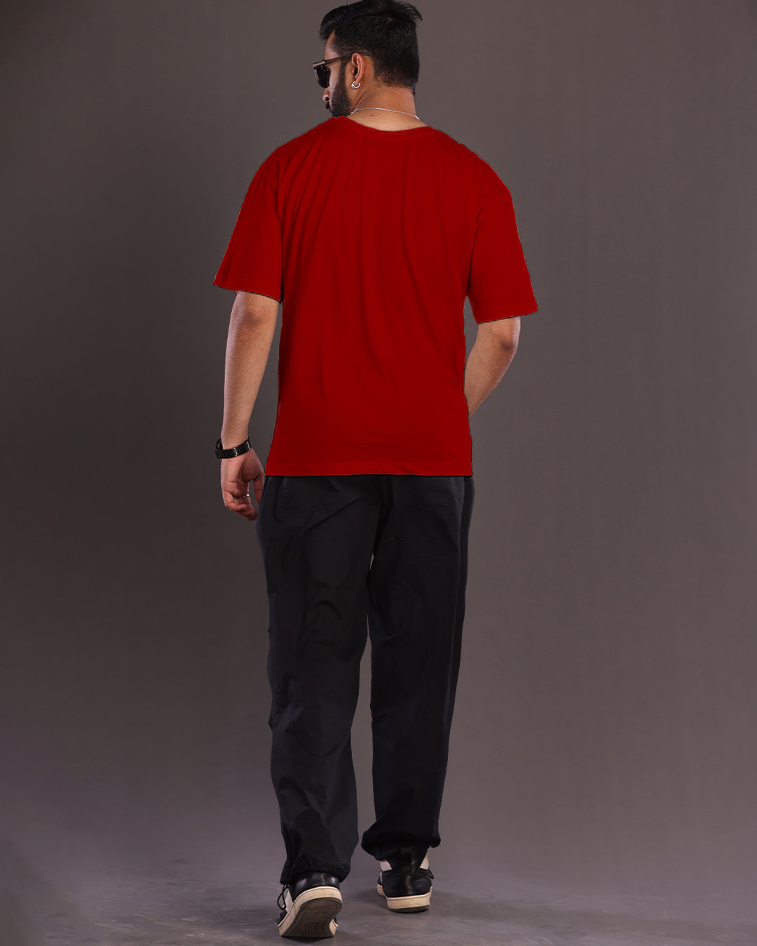 Wealthy Fashion: 2 Piece Men's Red and Black Moneyman Oversized Co-ord Set