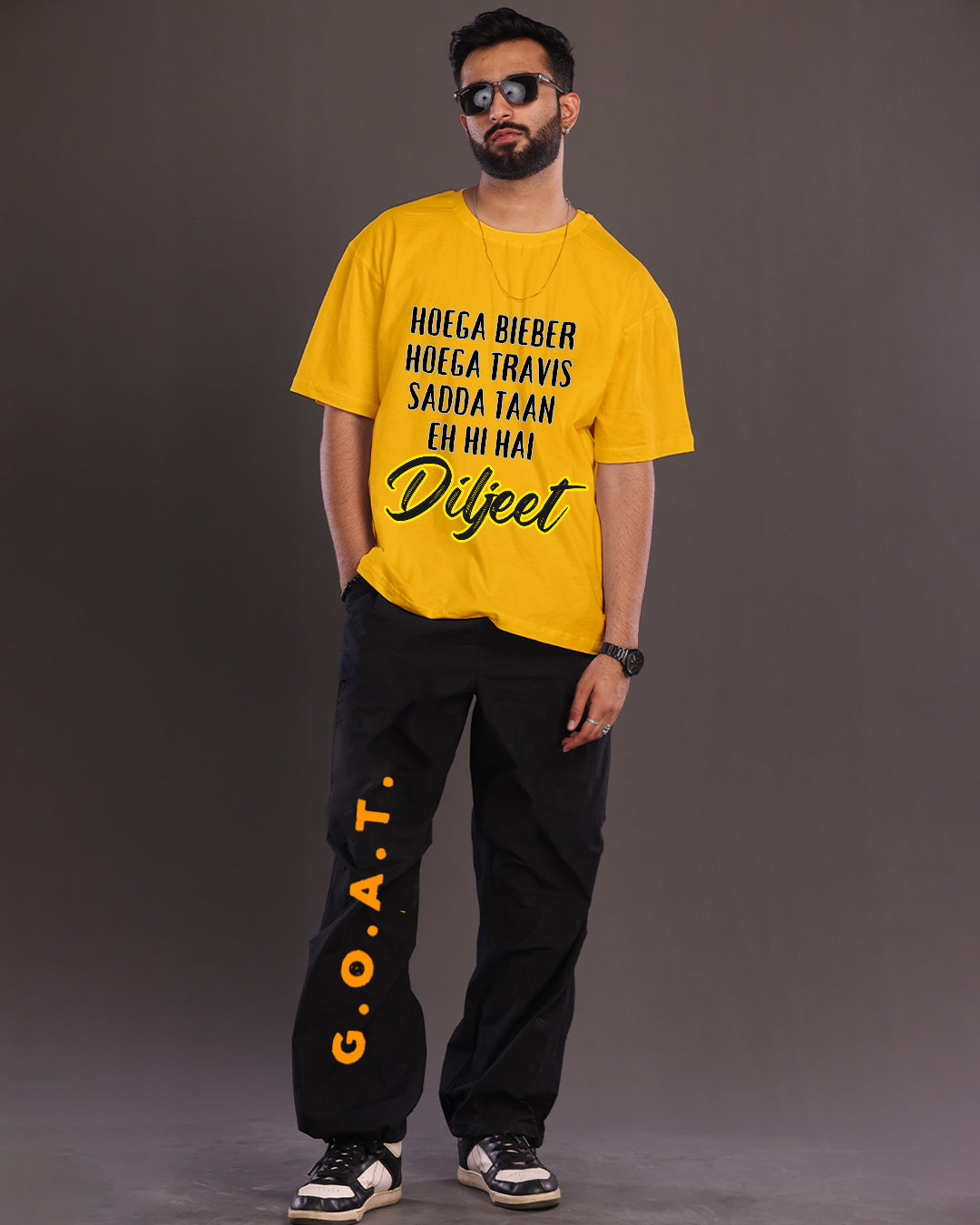 Men's Diljeet Oversized Co-Ord Set - Yellow and Black
