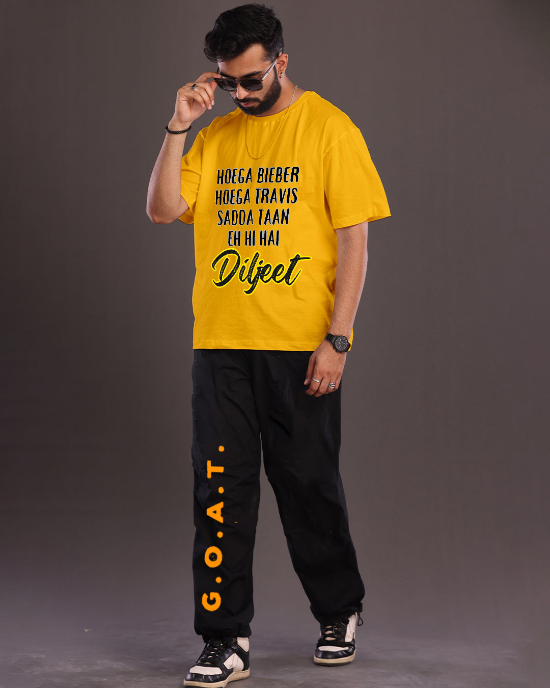 Men's Diljeet Oversized Co-Ord Set - Yellow and Black
