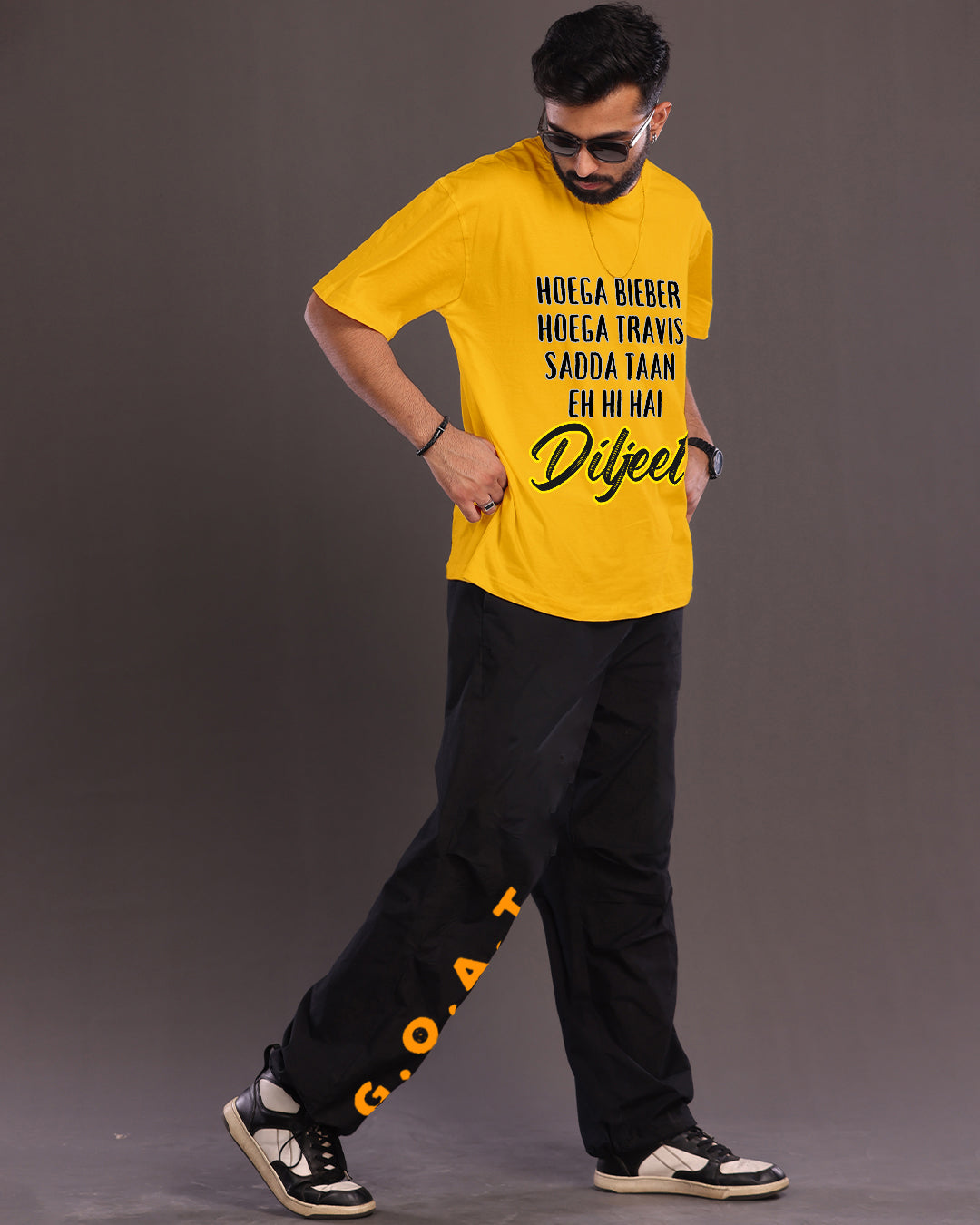 Men's Diljeet Oversized Co-Ord Set - Yellow and Black