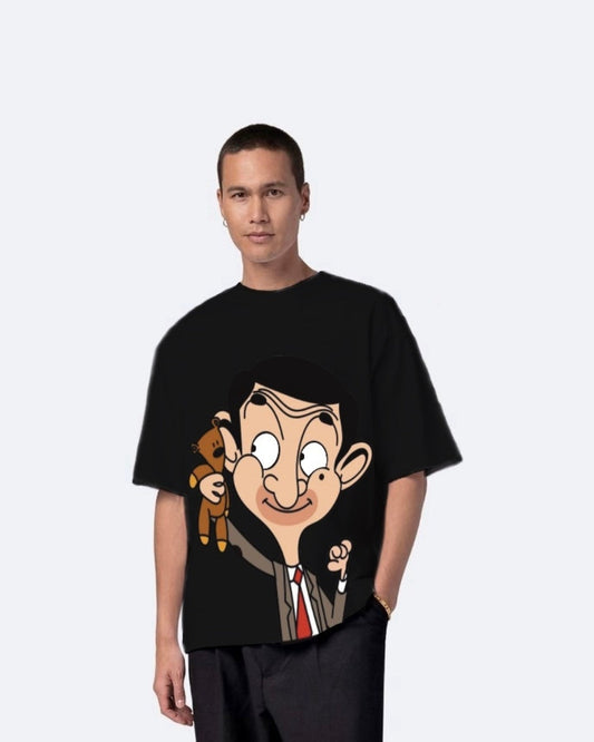 Mr Bean Black Urban Oversized T-Shirt for Men