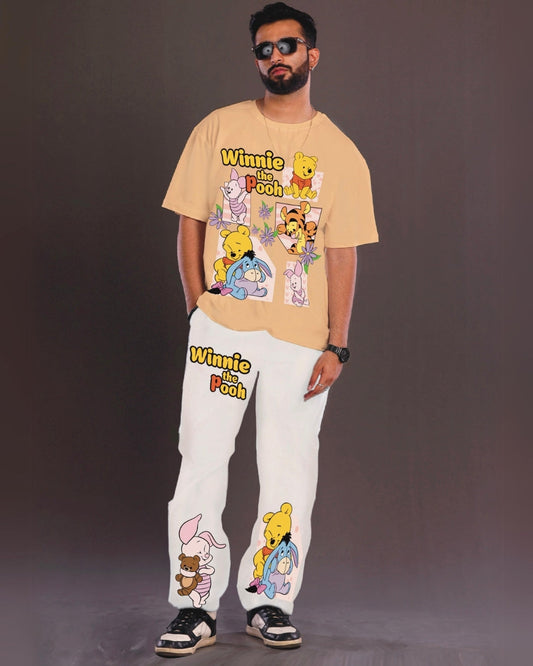 Men's Winnie the Pooh Oversized Beige and White Coord Set