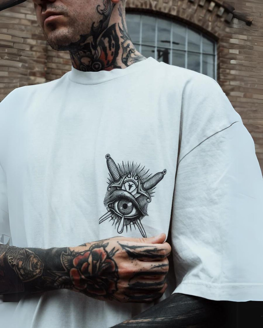 Demonic Hand Unisex Exclusive Oversized Tee - White