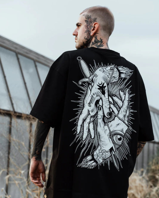 Demonic Hand Unisex Exclusive Oversized Tee - Black