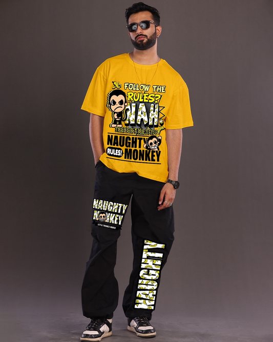 Men's Naughty Monkey Oversized Co-Ord Set - Yellow and Black