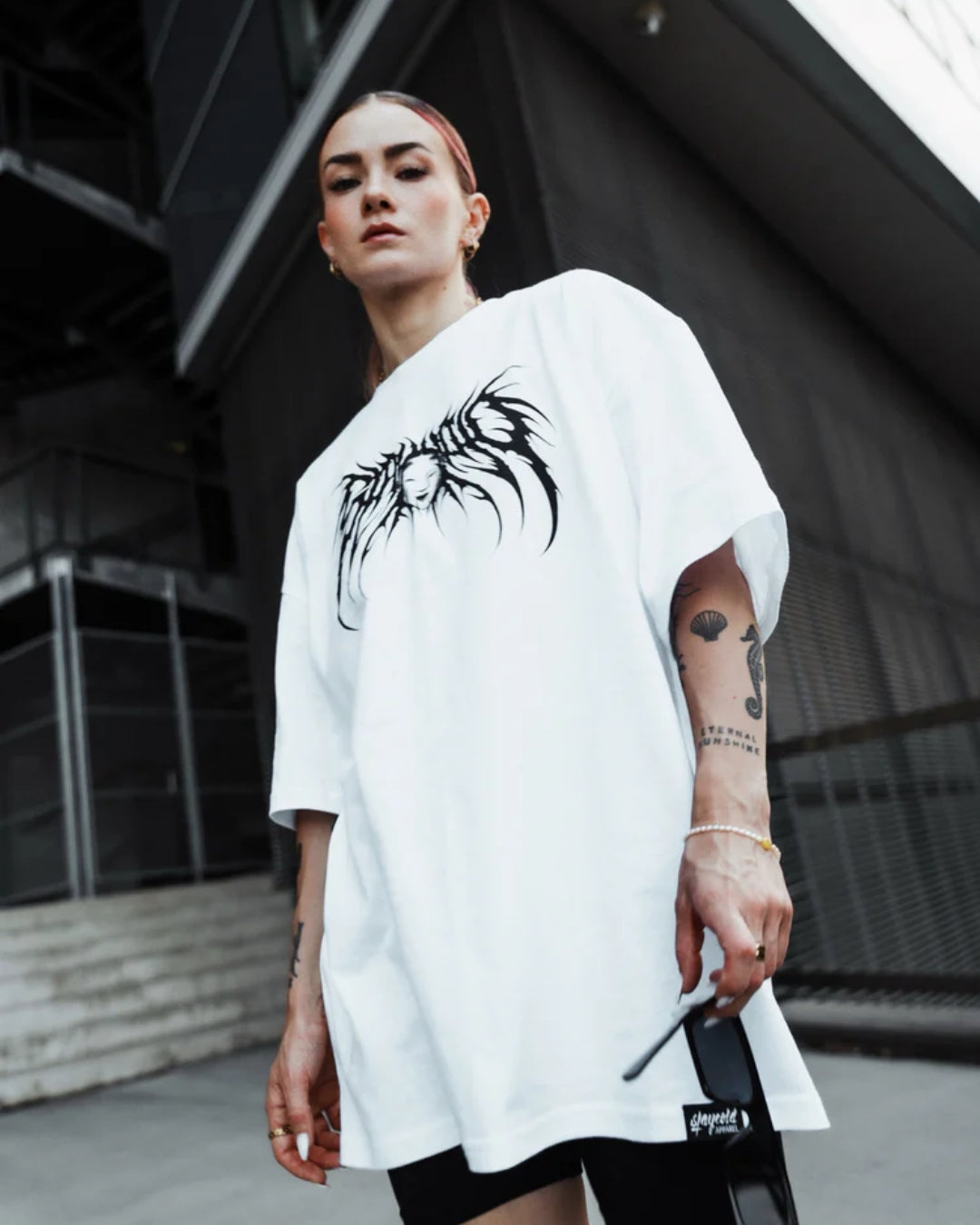 Gurl Shadow Unisex Exclusive Oversized Tee - White