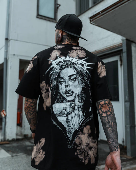 Finger Up Unisex Exclusive Oversized Tee - Black