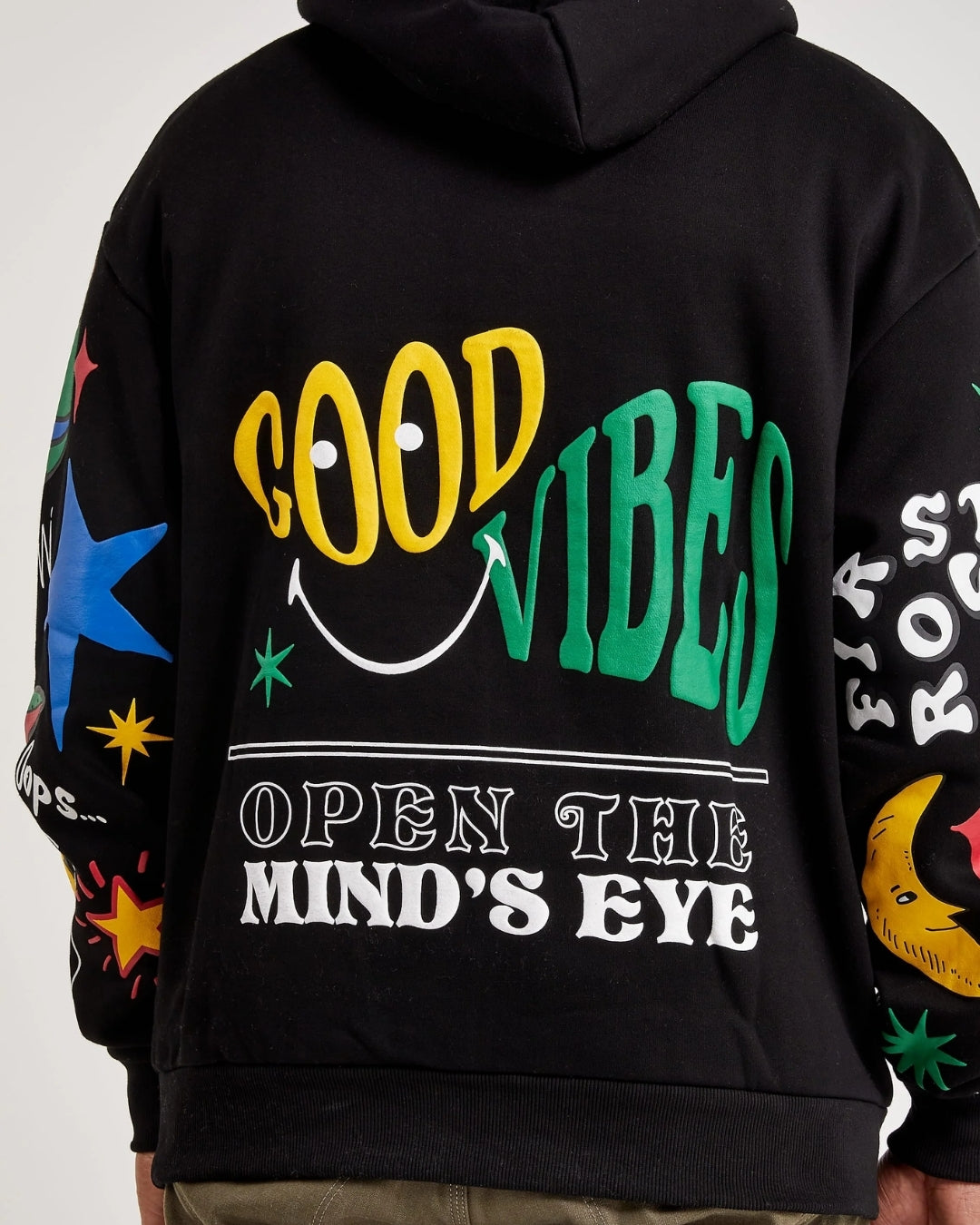 Unisex Black Oversized Hoodie - Good Vibes