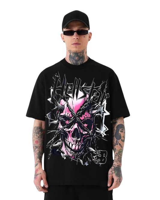 "Hellstar Pink Skull" Unisex Exclusive Oversized Tee - Black