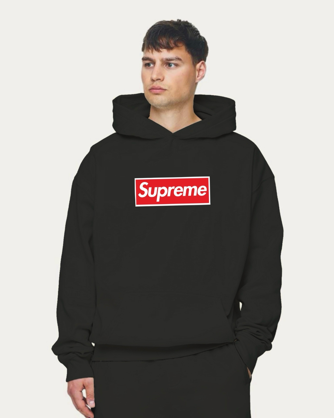 Unisex Black Oversized Hoodie - Supreme