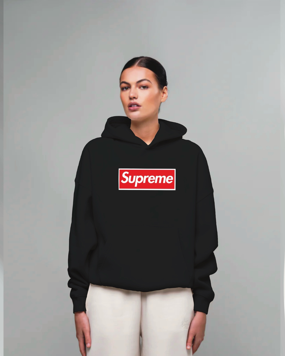 Unisex Black Oversized Hoodie - Supreme