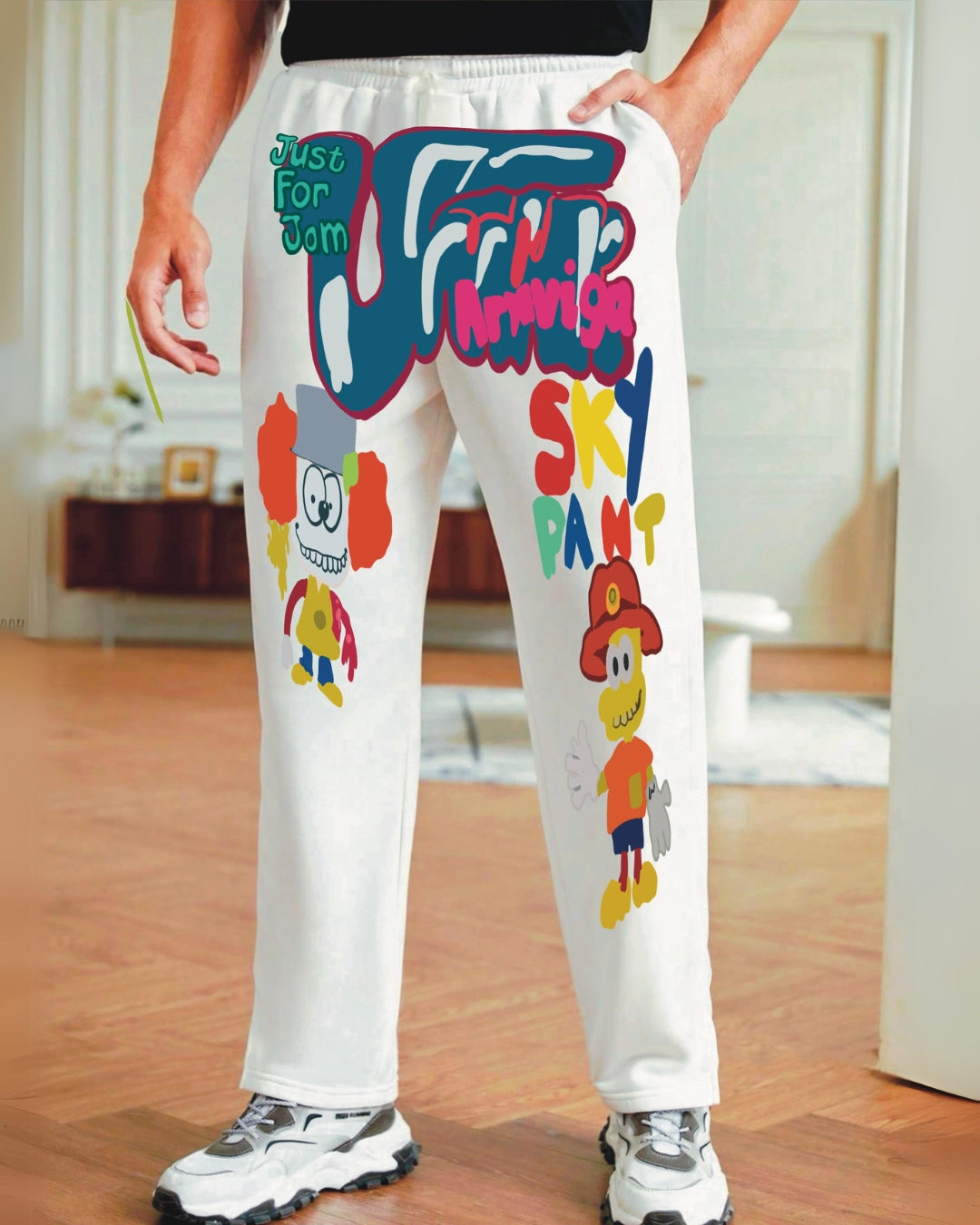 Men's White Cotton Pant - Just For Jom(*)