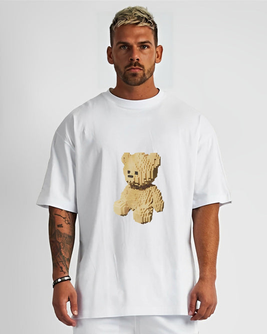 Virat Bear Unisex Exclusive Oversized Tee - White