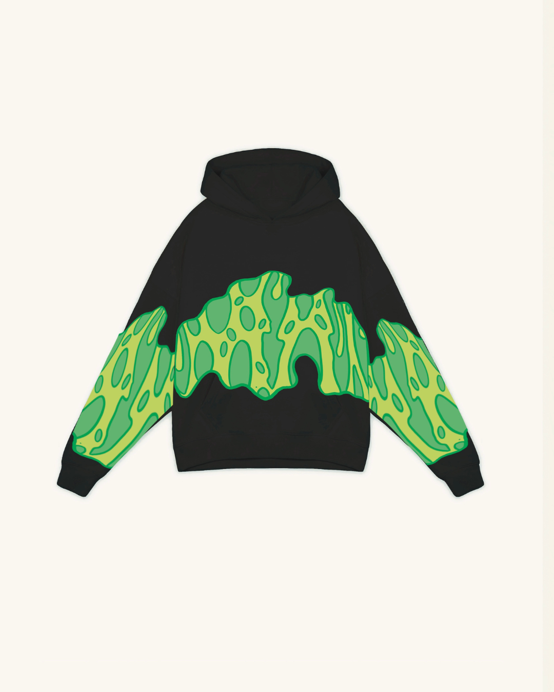 Unisex Black Oversized Hoodie - Green Fire Edition